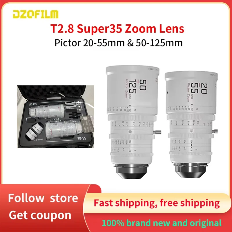 DZOFilm Pictor 20-55mm and 50-125mm T2.8 Aperture Range of T2.8 to T22 Super35 Zoom Lens Bundle (PL Mount and EF Mount, Black)