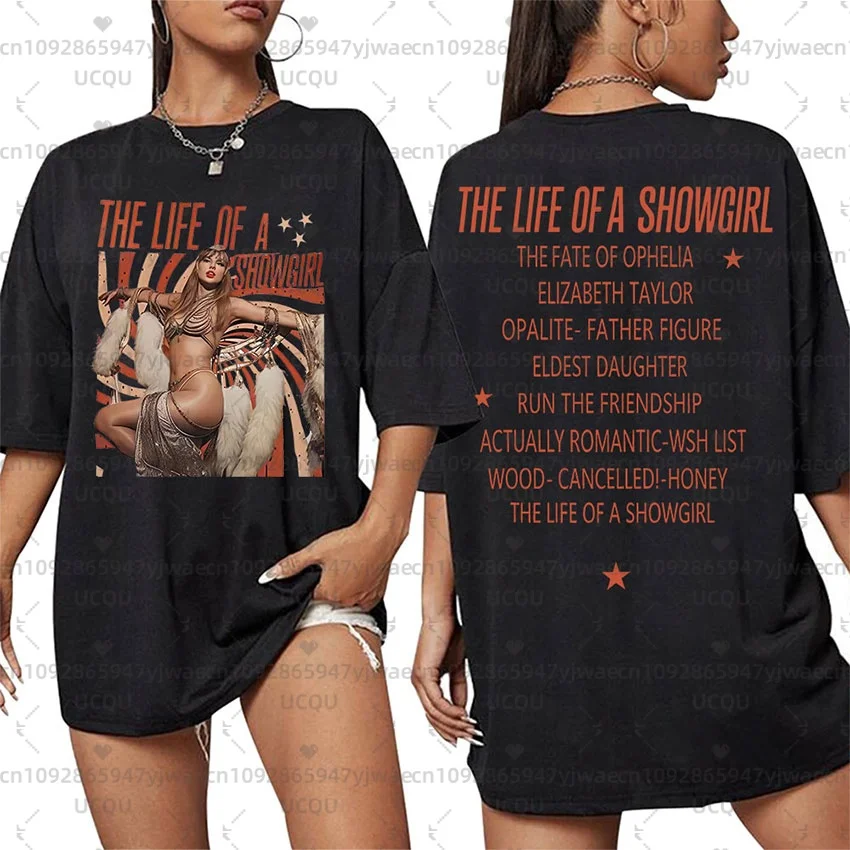 The Life of A Showgirl Tour 2025 Graphic T Shirt Men Women Vintage Fashion Short Sleeve T-shirts Hip Hop Clothing Cotton T-shirt