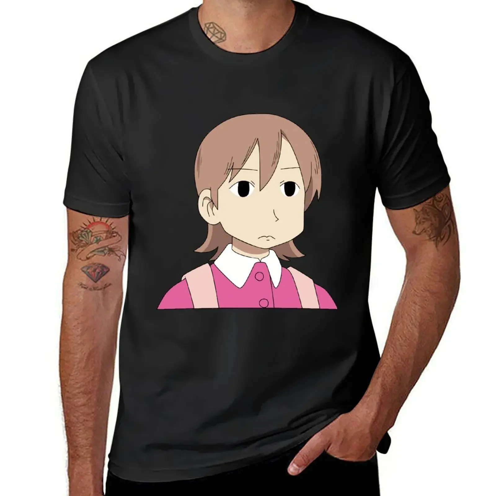 Nichijou | Aioi Yuuko Blank Face T-Shirt aesthetic clothes oversizeds vintage t shirts mens t shirts pack