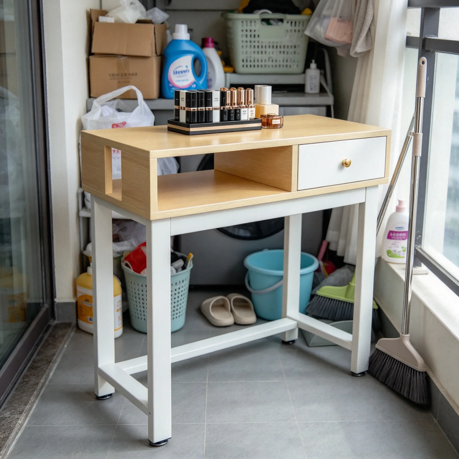 AOLIVIYA Single Double Makeup Storage Drawer Salon Manicurist Table Nail Technician Desk