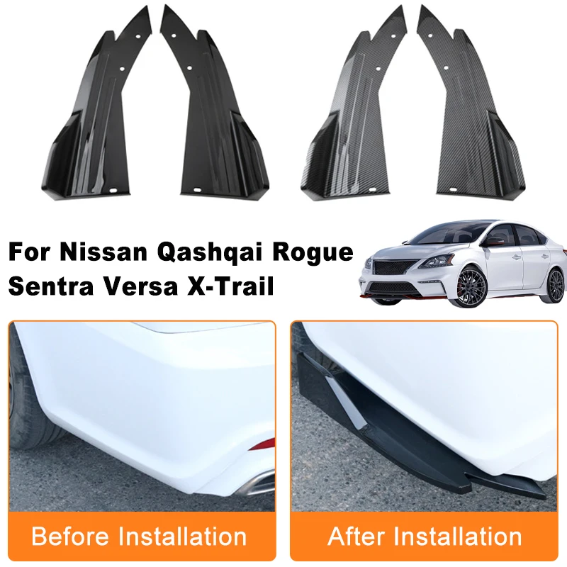 Car Rear Bumper Spoiler Lip Diffuser Side Skirt Splitter Wrap Angle Anti-Crash For Nissan Qashqai Rogue Sentra Versa X-Trail
