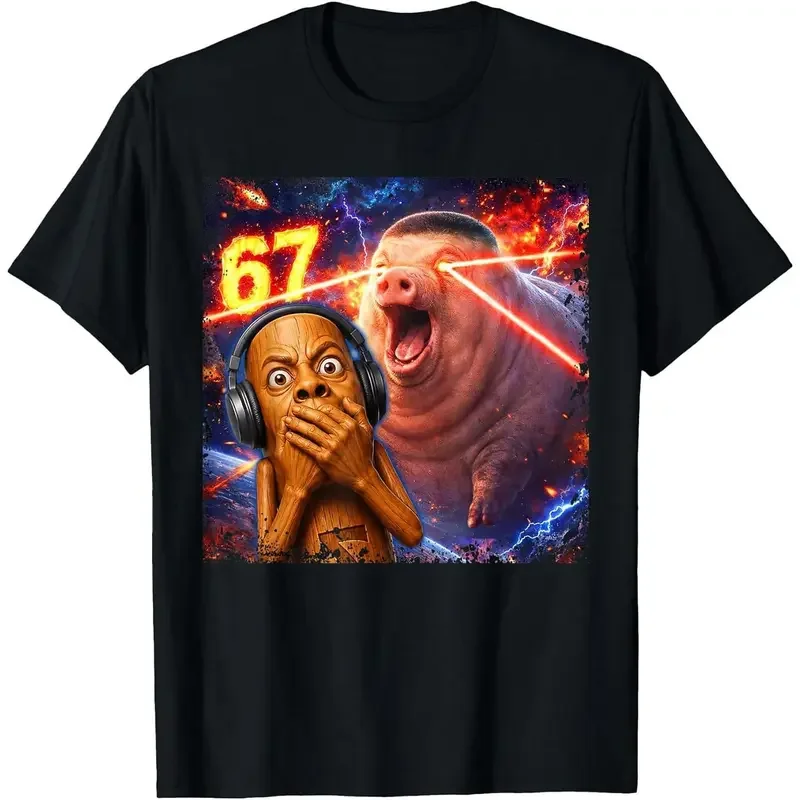 Men's John Pork Meme Tshirt - Tung Speed 67 Tuff Funny Graphic, Fitted Crew Neck, Lightweight Short-Sleeve Pure Cotton Breathable Meme Shirts, Funny T Shirt Streetwear Casual Wear Sports Top
