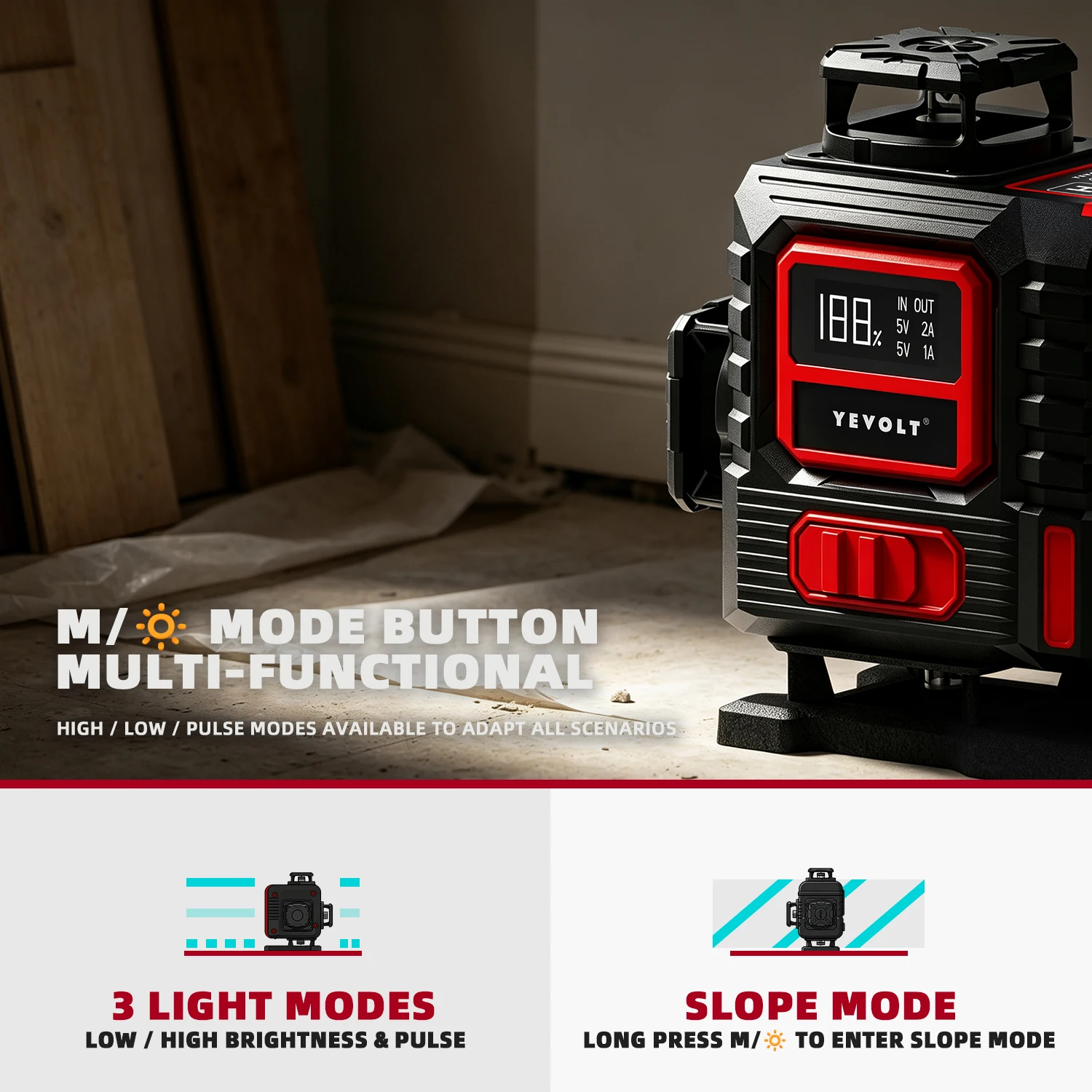 YEVOLT YVGLL4BS16 Nivel Láser  - Laser Level 16 Lines 4D Green reseña y precio
