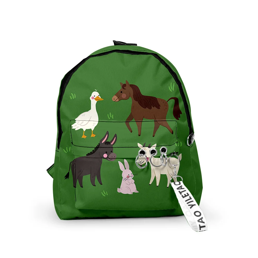 Trendy Popular Classic animals School Bag Cute Small Travel Bags 3D Print Oxford Waterproof Key Chain Notebook Backpacks