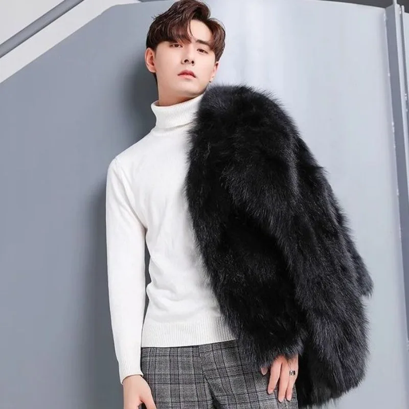 Men's Winter Tops Coat Faux Fur Eco Thickened Warm Vintage Simple Comfortable Loose Casual Design Fashion Soft Niche Versatile