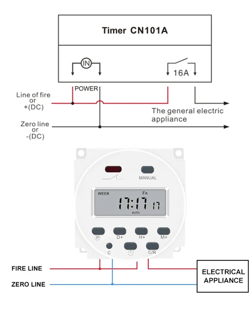 220V 110V 24V 12V CN101A Digital LCD Power Timer Programmable Time Switch Relay 16A CN101 Timer Switch