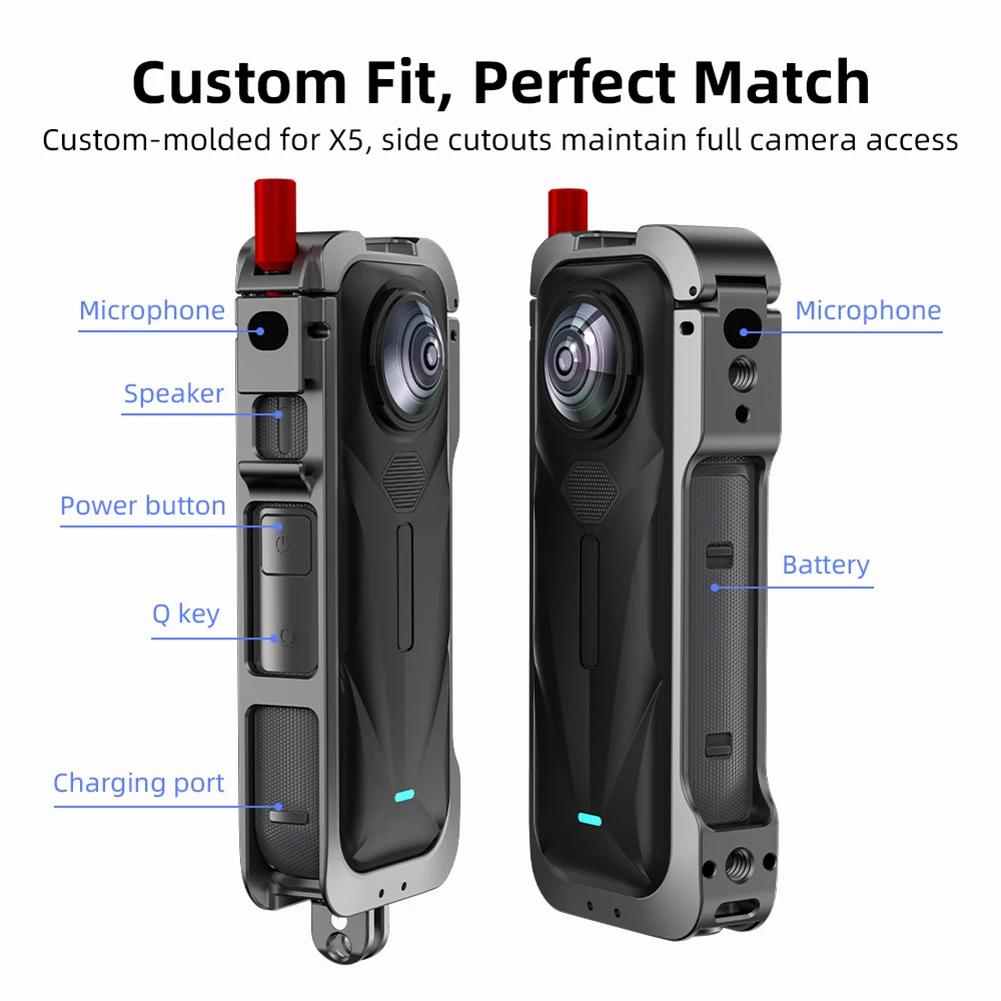 Quadro de câmera de ação com proteção de lente, suporte de expansão de liberação rápida, caixa de montagem de sapata fria para câmera de ação insta360 x5