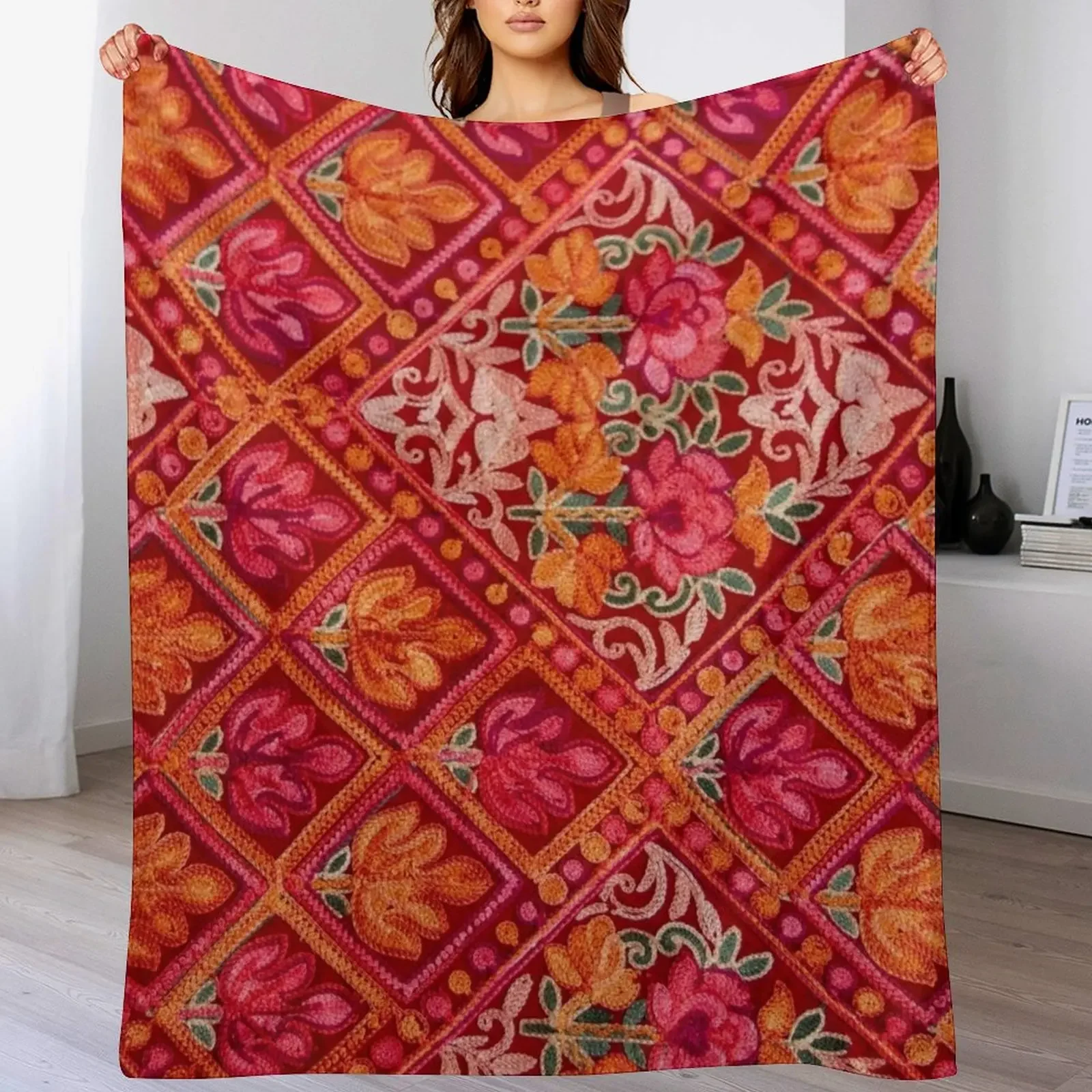

Gypsy Boho Kashmir Embroidery Throw Blanket Designers bed plaid Softest valentine gift ideas Blankets