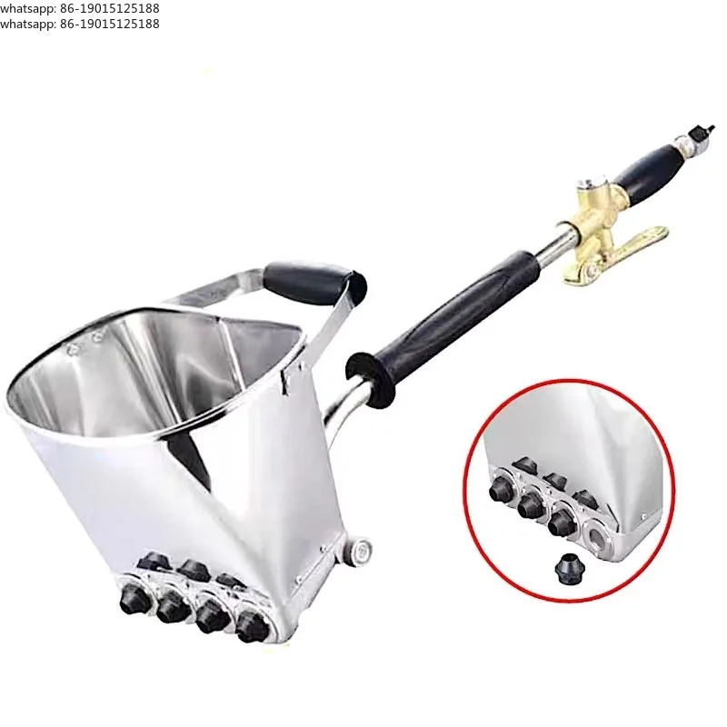 Removable 4-jet wall gun stucco sprayer can be used to apply plaster, small-scale shotcrete jets