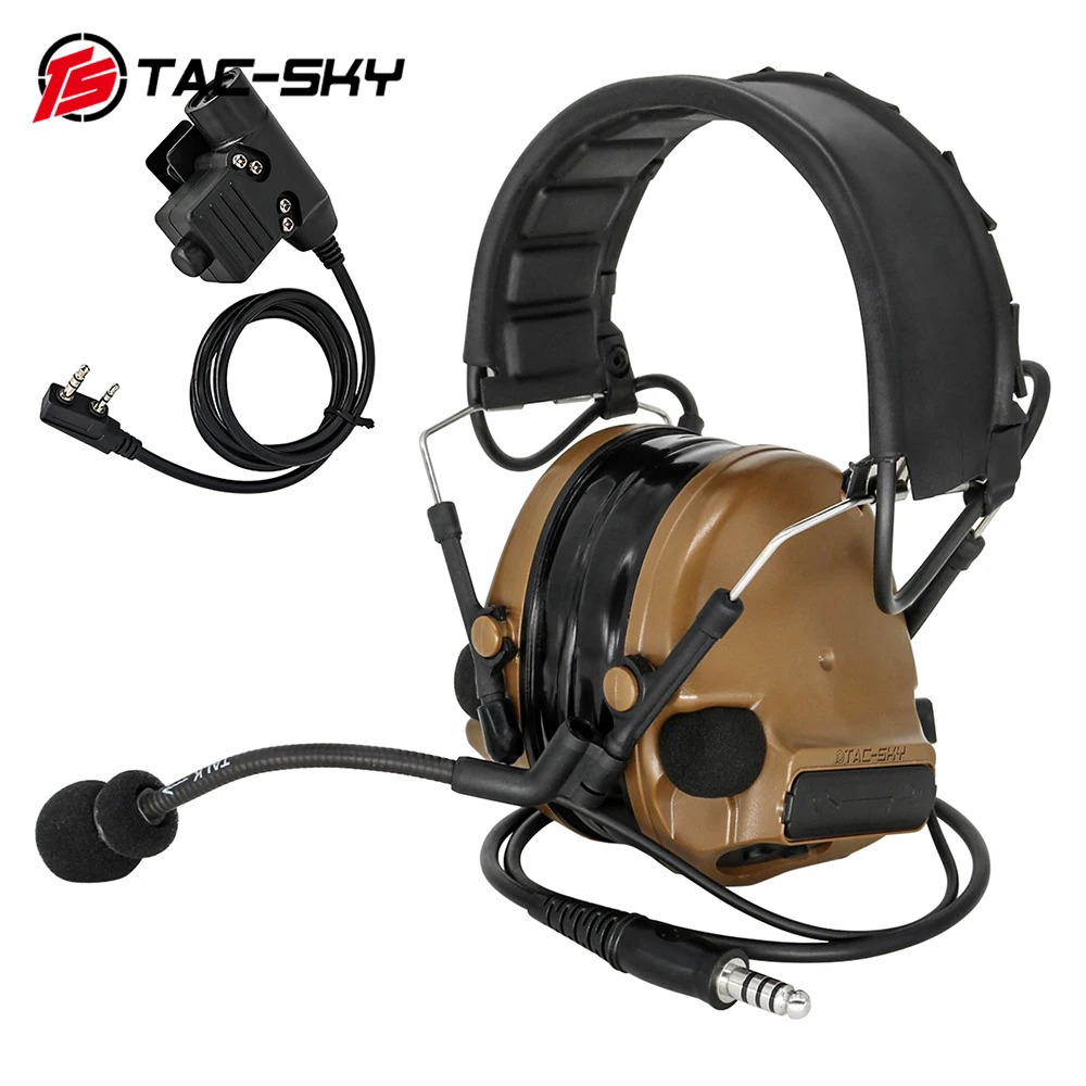 Imagem -04 - Tac-sky Comtac Iii Airsoft Esportes Fone de Ouvido Tático Proteção Auditiva Eletrônica Earmuffs para Baofeng Uv5r Walkie-talkies ts