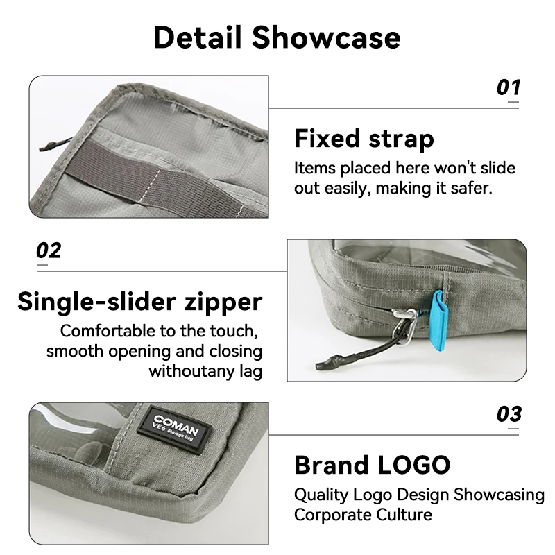 COMAN VE6 Travel Portable Digital Accessories Storage Organizer Bag for Charger HDD Mouse Earphone Protection Cover image 6