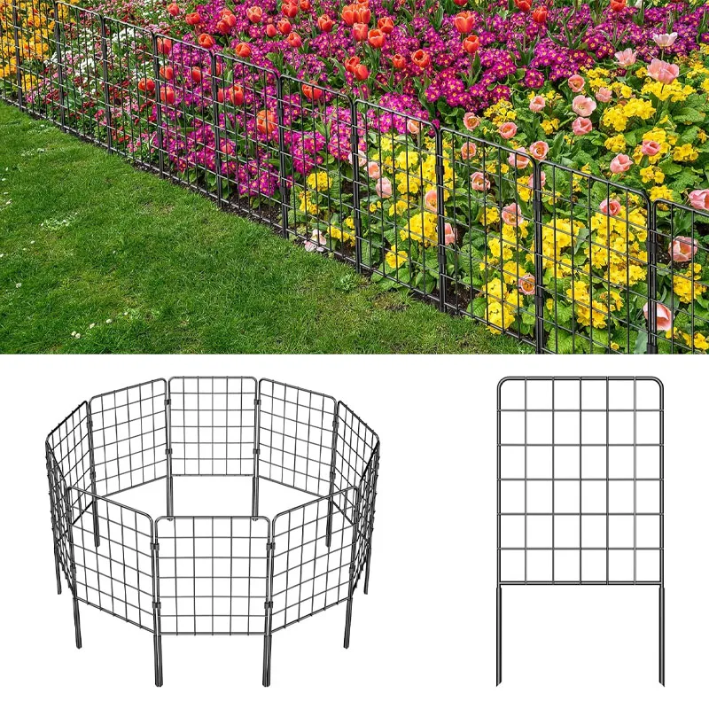 

10-Pack Decorative Garden Fence, 24in(H) x 10ft(L) Rustproof Metal Animal Barrier for Yard, Dog and Rabbit Edging Border.