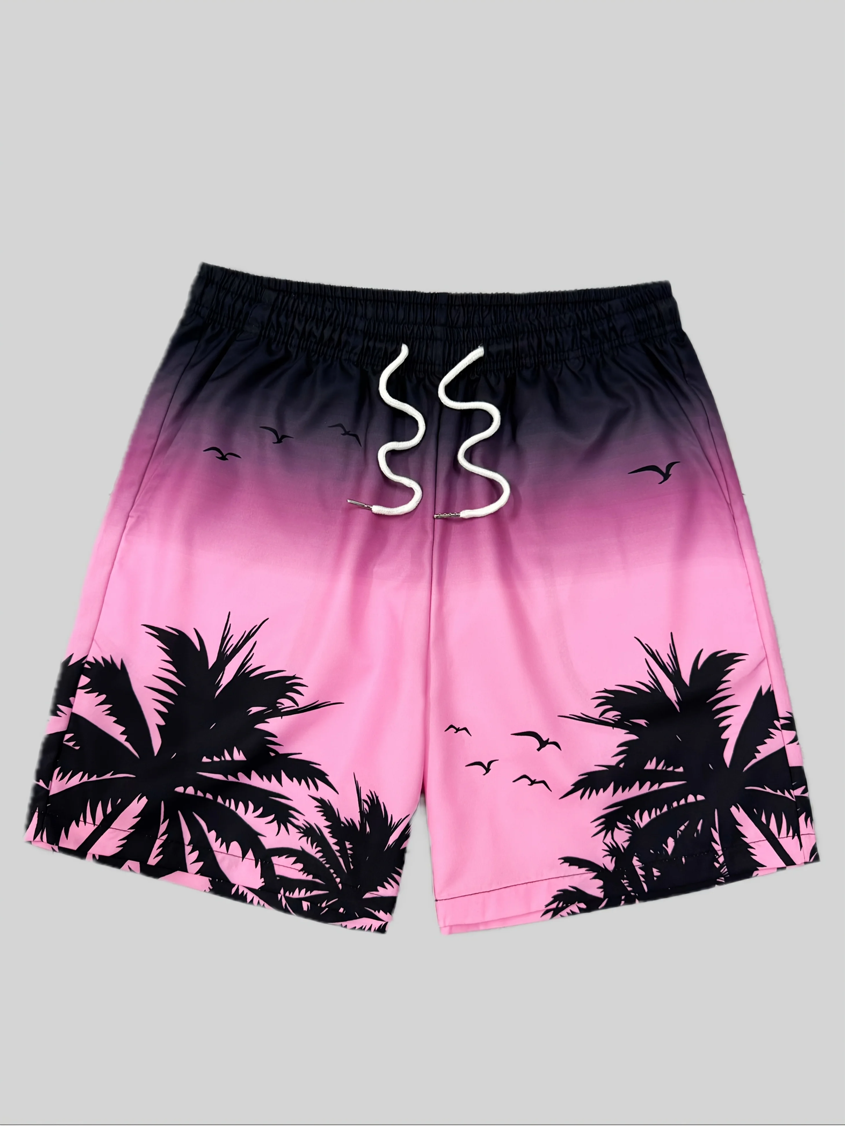 

Summer Vacation Men's Palm Tree Print Drawstring Waist Board Shorts Fashion Swim Trunks 3D Print Breathable Short Streetwear