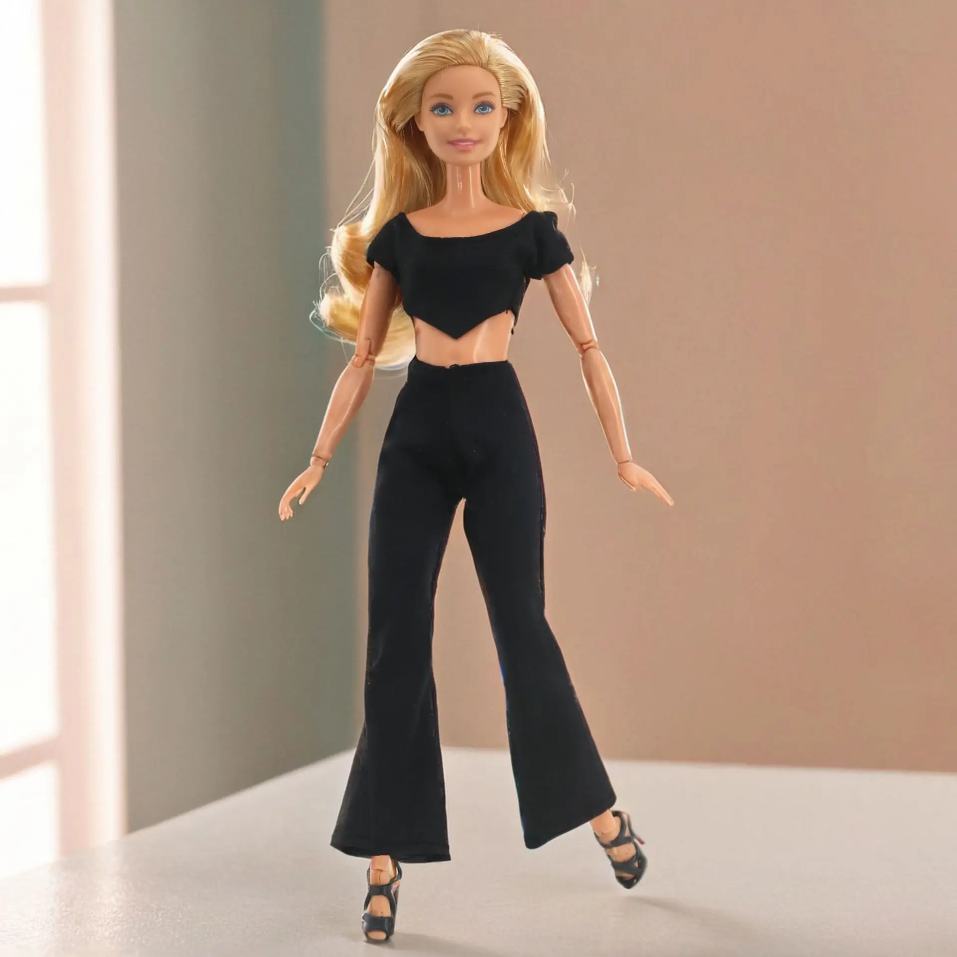 30cm Doll Clothes Accessories Simple Fashion Solid Colour Top + Pants Set For 1/6 BJD Supermodel Doll City Girl Daily Dress Up