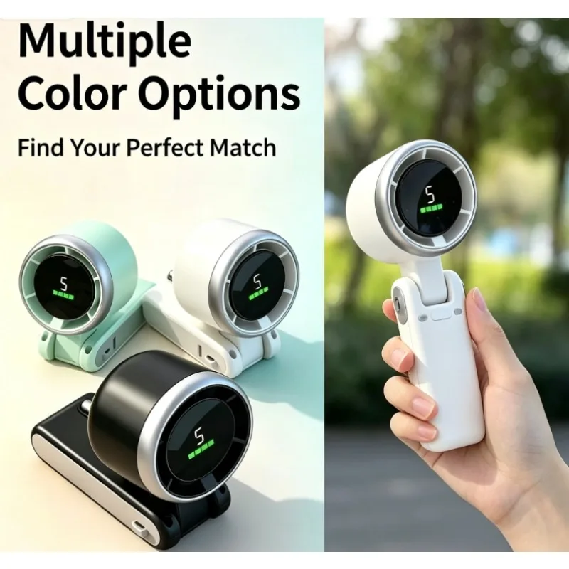 

Portable Turbine Handheld Fan: 5-Speed Powerful Airflow USB Rechargeable Fan 3600mAh 3-in-1 Summer Must-Have for Camping Travel