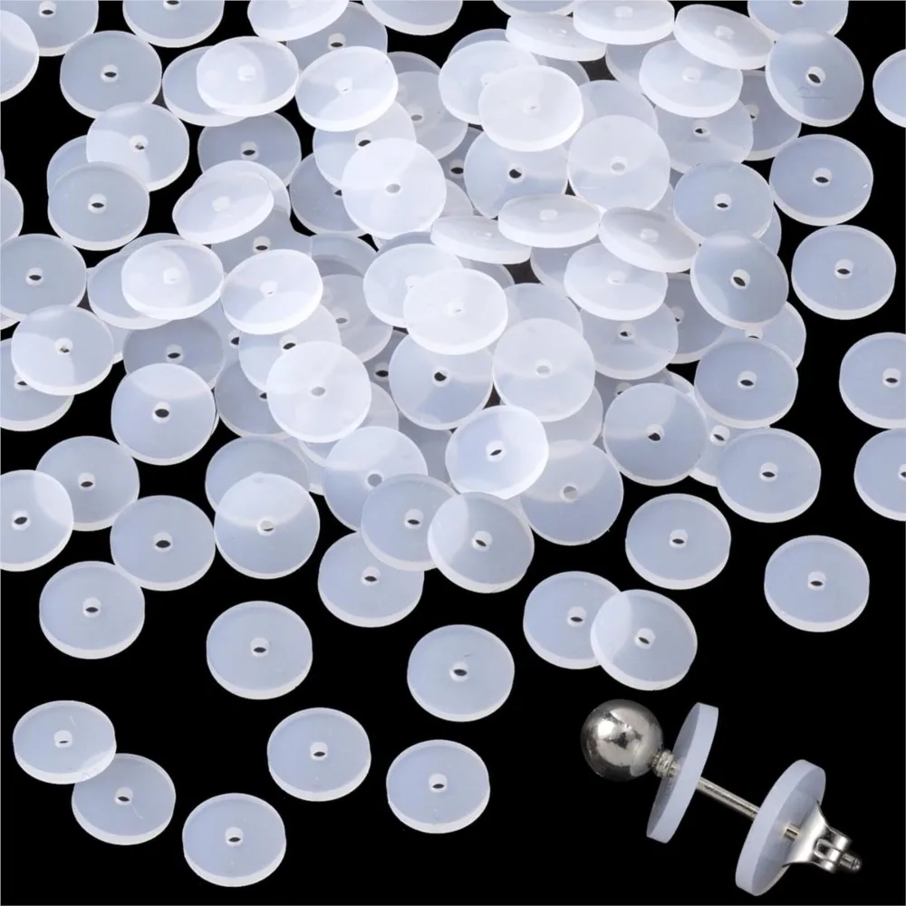 50Pcs/Lot Soft Silicone Fixed O-Ring Piercing Earring Backs Discs Pads Stopper For Healing Non Pull Piercing Jewelry Supplies
