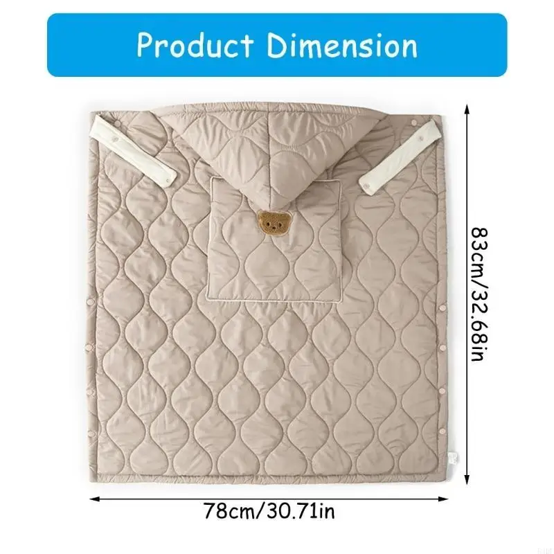 54DF Manta capa infantil multiusos, cubierta para cochecitos, manta gruesa con capucha