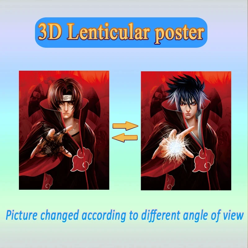 Anime Manga NARUTO Uchiha Itachi Poster 3D Poster Wall Art 3D Lenticular Poster Wall Art Home Decoration  Kids Birthday Gift