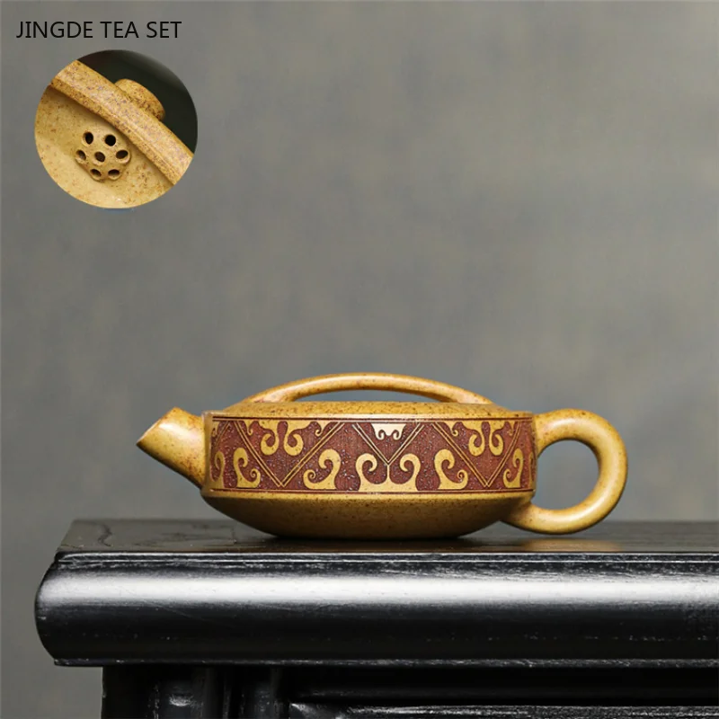 1PCS handmade purple clay teapot high-temperature section mud large mouth household Kung Fu tea set