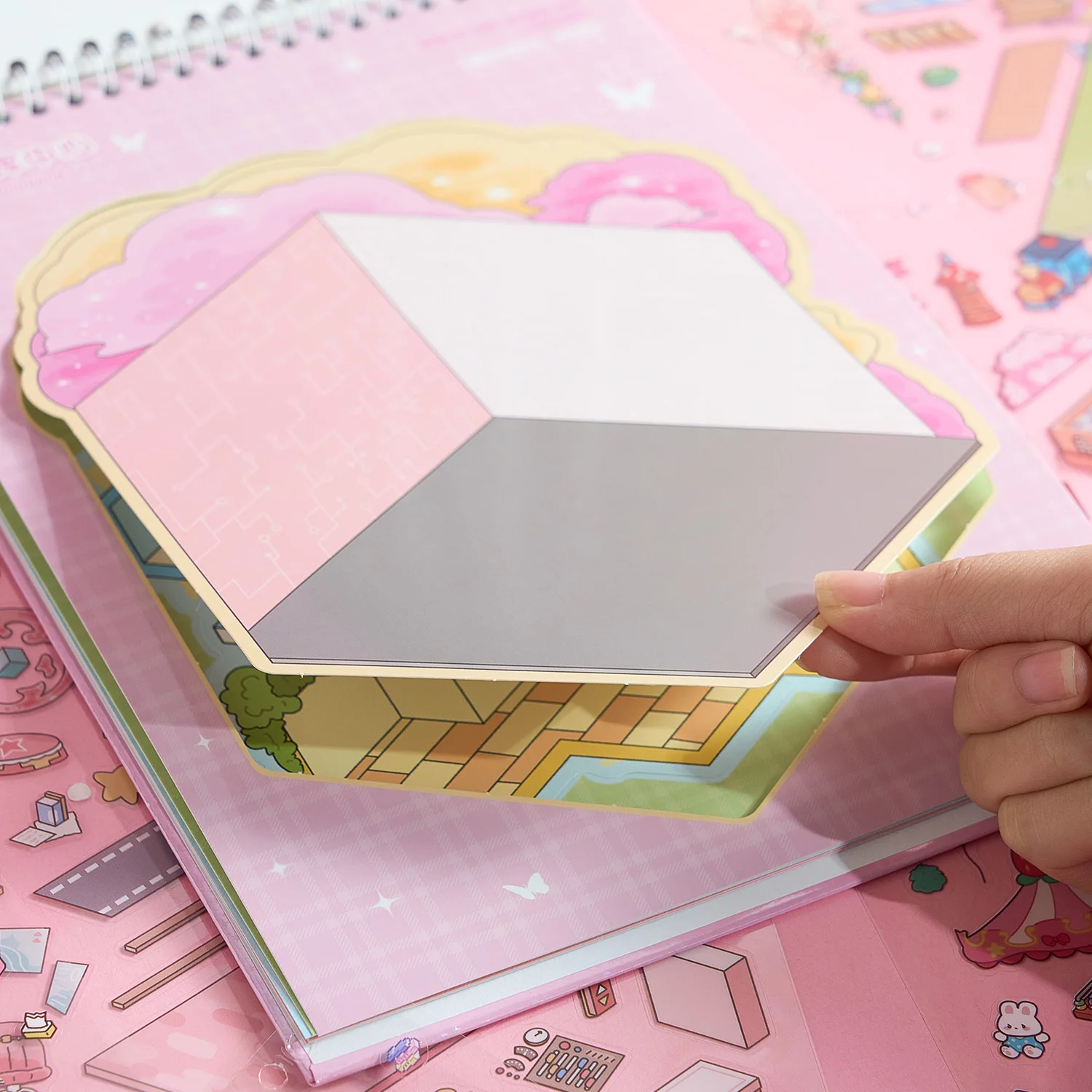 20 قطعة/الحقيبة Kawaii مشهد مصغر كتاب ملصق مدينة سعيدة كبيرة الحجم ثلاثية الأبعاد مشهد التراص ملصق كتاب صديق هدية #5