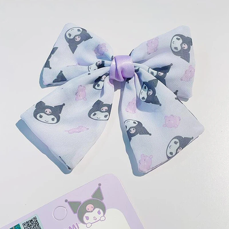 Заколка для волос Sanrio Kuromi Cinnamoroll с большим бантом, заколка для волос с мультяшным рисунком Hello Kitty понравико, милые заколки для девочек, аксессуары для волос