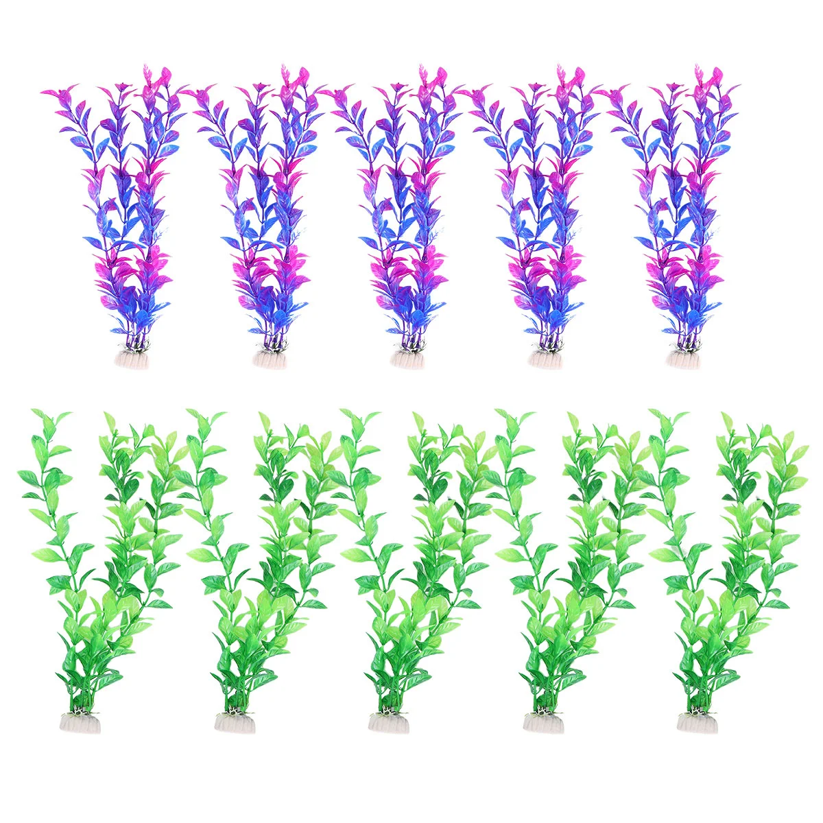 

10Pcs Aquarium Fish Tank Artificial Aquatic Plants Set 5 Green 5 Purple Premium Plastic Underwater Decoration for Aquarium