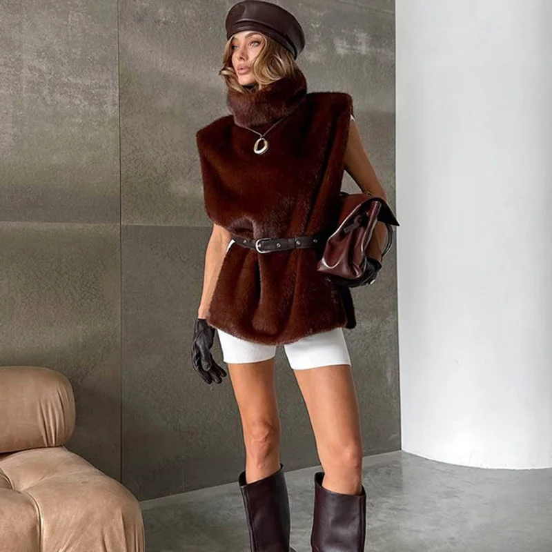 Ticketsx الصلبة المرأة سترة دافئة موضة عالية الرقبة أكمام الصوف سترة علوية خمر أنثى الشارع تخفيف جاكيتات الملابس