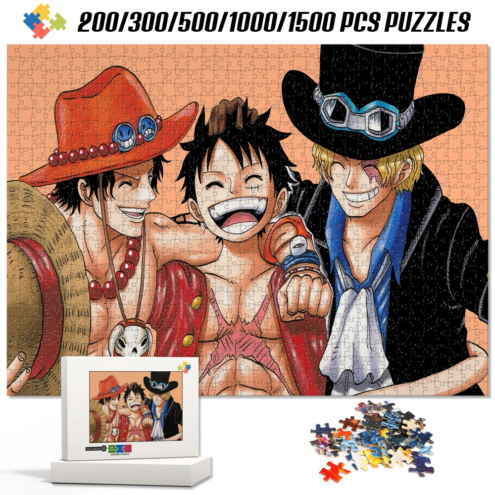 One Piece Luffy 1000 Pieces Jigsaw Puzzle Montessori Educational Pedagogical Toy for Children Adults Fun Brain Teaser Table Game