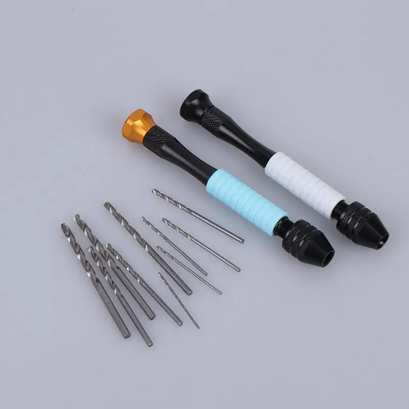 Mini-Mikro-Handbohrer aus Aluminium mit schlüssellosem Bohrfutter, HSS-Stahl-Spiralbohrer, Holzbearbeitungs-Bohrwerkzeug, manueller Handbohrer – Detail 6