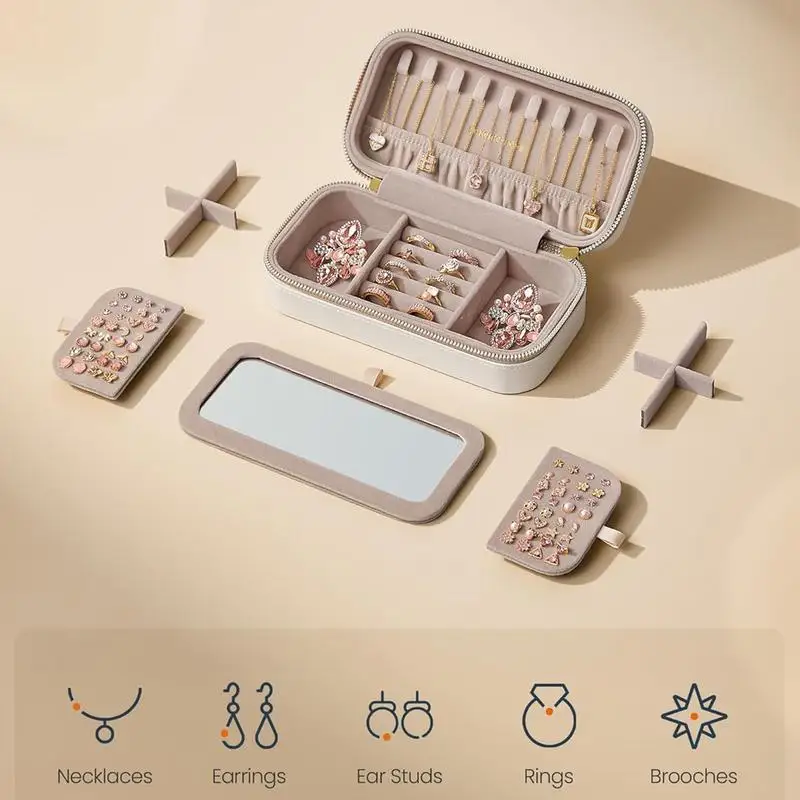 

Travel Jewelry Case Women Travel Leather Necklace Organizer Case Stripes Necklace Ring Storage Organizer For Mom Girls Women