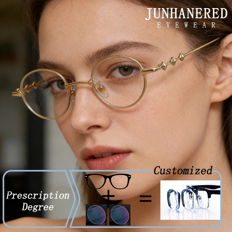 

Unique Design Women Round Small Metal Frame Hyperopia Photochromic Prescription Glasses Anti Blue Ray Myopia Astigmatism Eyewear