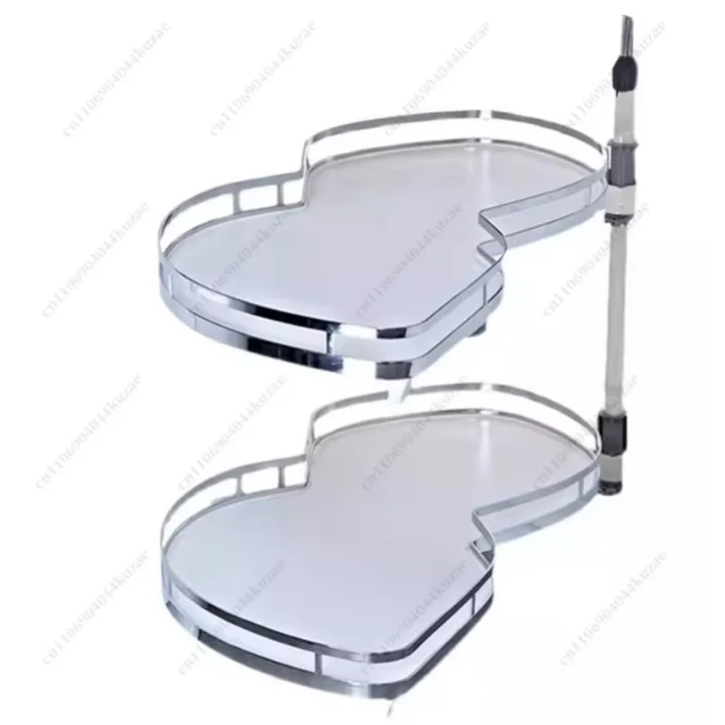 Cabinet Corner Basket Drawer Stainless Steel Double-Layer Whirl Pull-out Storage Organizer Kitchen Rack Removable Adjustable
