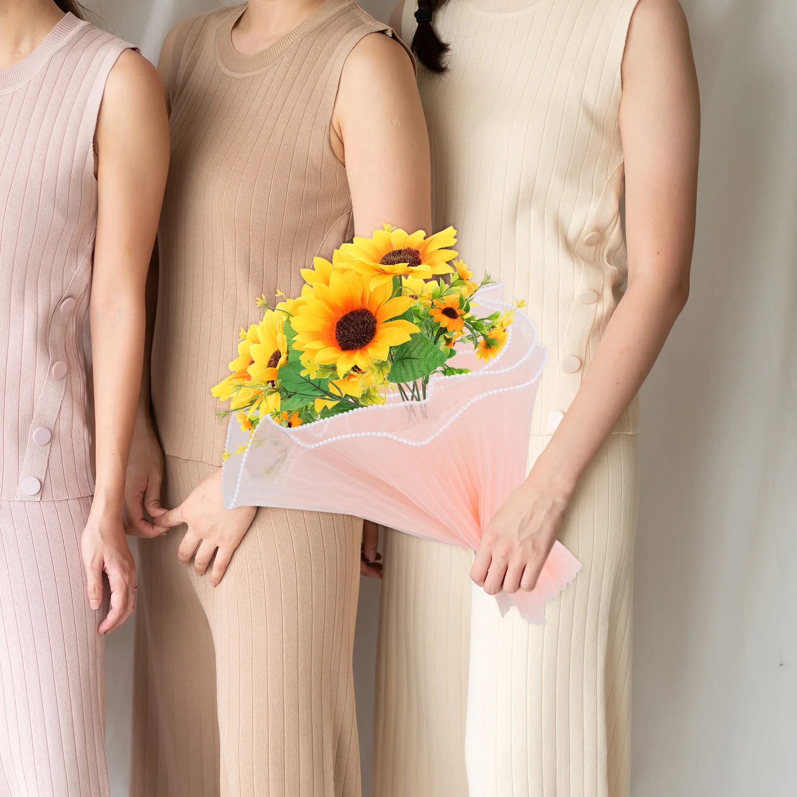 Blumen-Geschenkpapier, rosa, künstlicher Perlenrand, faltiges, gewelltes Netz für Blumensträuße, Hochzeiten, Geburtstage, Partys, Blumenstrauß-Verpackung