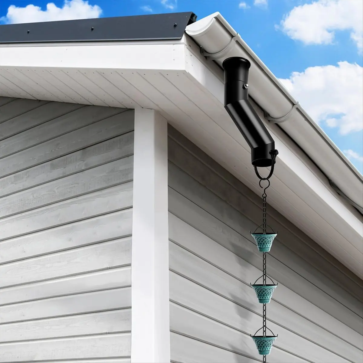 A95G Rain Chain Gutter Adapter Black Installation Suit for Gutter Downspout Outlet