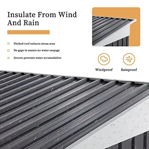 5 x 3 x 6 FT Outdoor Storage Shed Clearance, Metal Garden Shed with Large Window and Lockable Door, Anti-Corrosion image 6