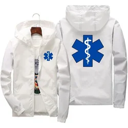 Spring and Autumn 2024 EMT First Aid Ambulance Printed Jacket Daily Casual Solid Color Zipper Coat Men's Women's Fashion Coat