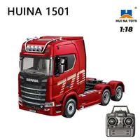 HUINA 1501 1/18 RC Truck 19CH 770S Scania Alloy Tractor 2.4G remote control Engineering Trailer Truck with Light and Sound Toys