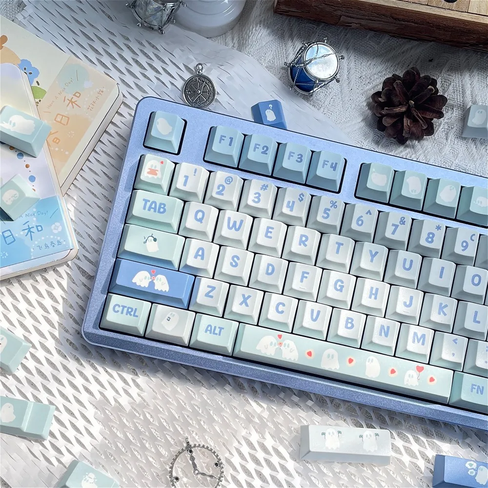 

Blue ghost, small full set of PBT cherries, keyboard keycaps, suitable for MX switches, custom mechanical keyboard accessories