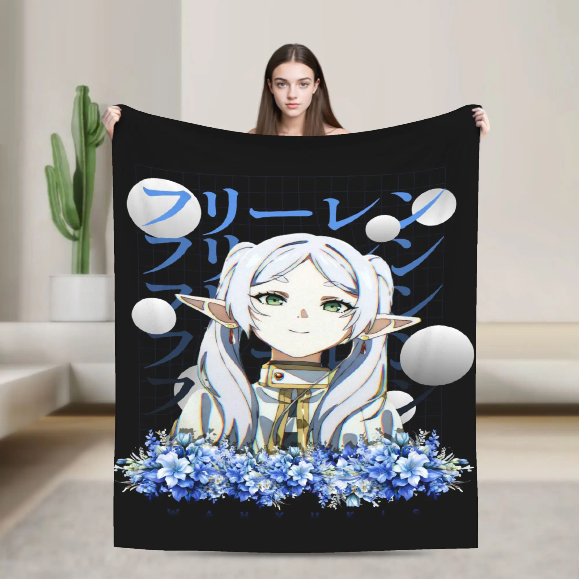 Frieren Beyond Journeys Throw Blanket Soft Comfy Aesthetic Blanket  For Sofa Home Travel Office Flannel Bedspread Bed Cover