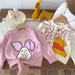 2024 Autumn Disney Cartoon Hoodie Round Collar Long Sleeved Tops Children's Clothes Loose Fashion Baby Boy Girl Sweatshirt 6M-4Y