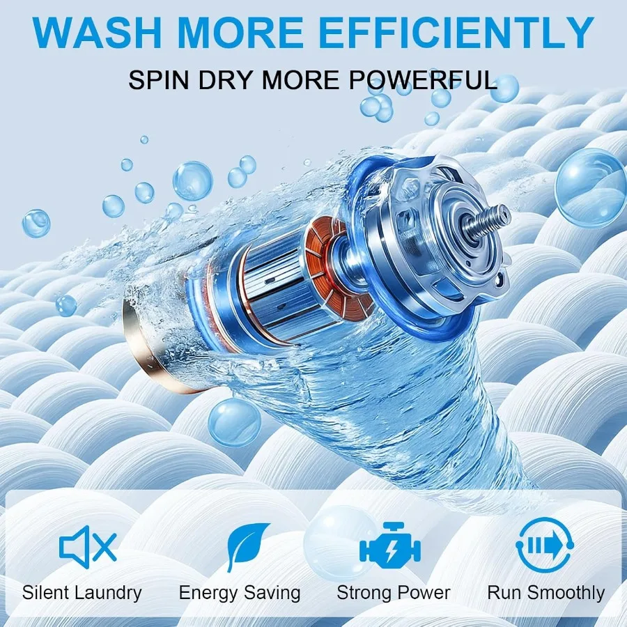 Lavatrice compatta completamente automatica da 16 libbre 2in1 Lavaggio e rotazione con 10 programmi Controllo intelligente Blocco bambini Avviamento con ritardo 24 ore