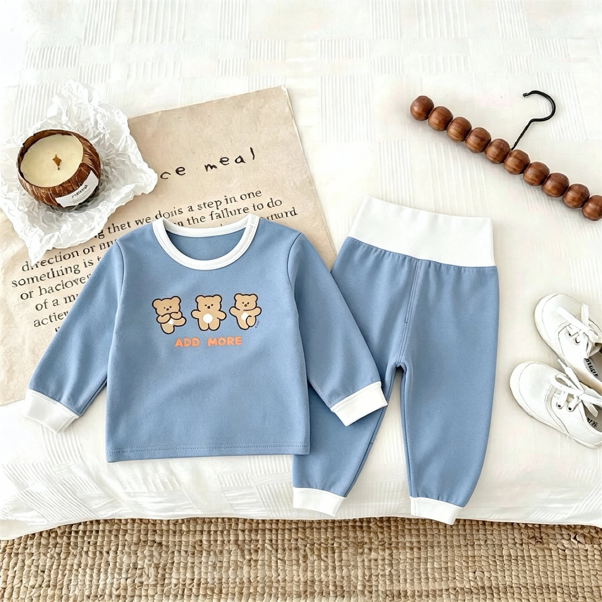 Baby Mädchen Jungen Herbstkleidung Zweiteiliges Set Unterwäsche Anzug Kinder Lässiger Komfort Langarm-Oberteil + Hose Hauskleidung Schlafanzug – Detail 1