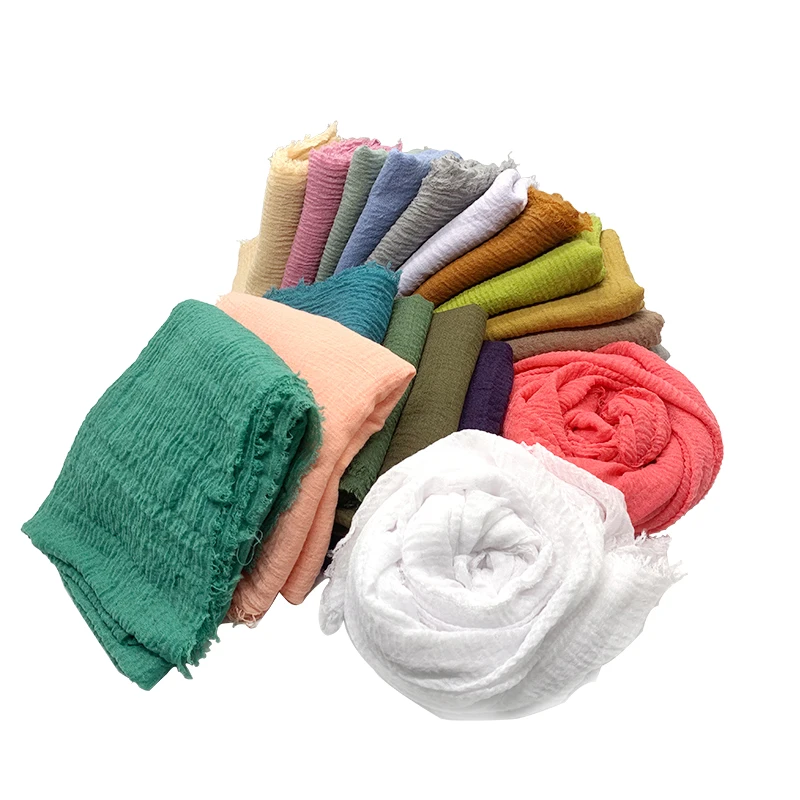 Vendita calda Bubble Cotton viscosa Solid hijab musulmano femminile Foulard sciarpa antirughe scialli Islam Fashion Wraps Jersey Foulard