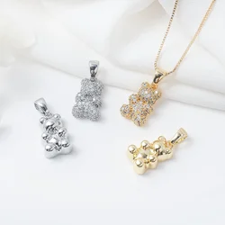 Gummy Bear Pendant With Bail CZ Brass Gold Plated Cute Animal Bear Charms For Diy Bracelet Necklace Jewelry Making Accessories