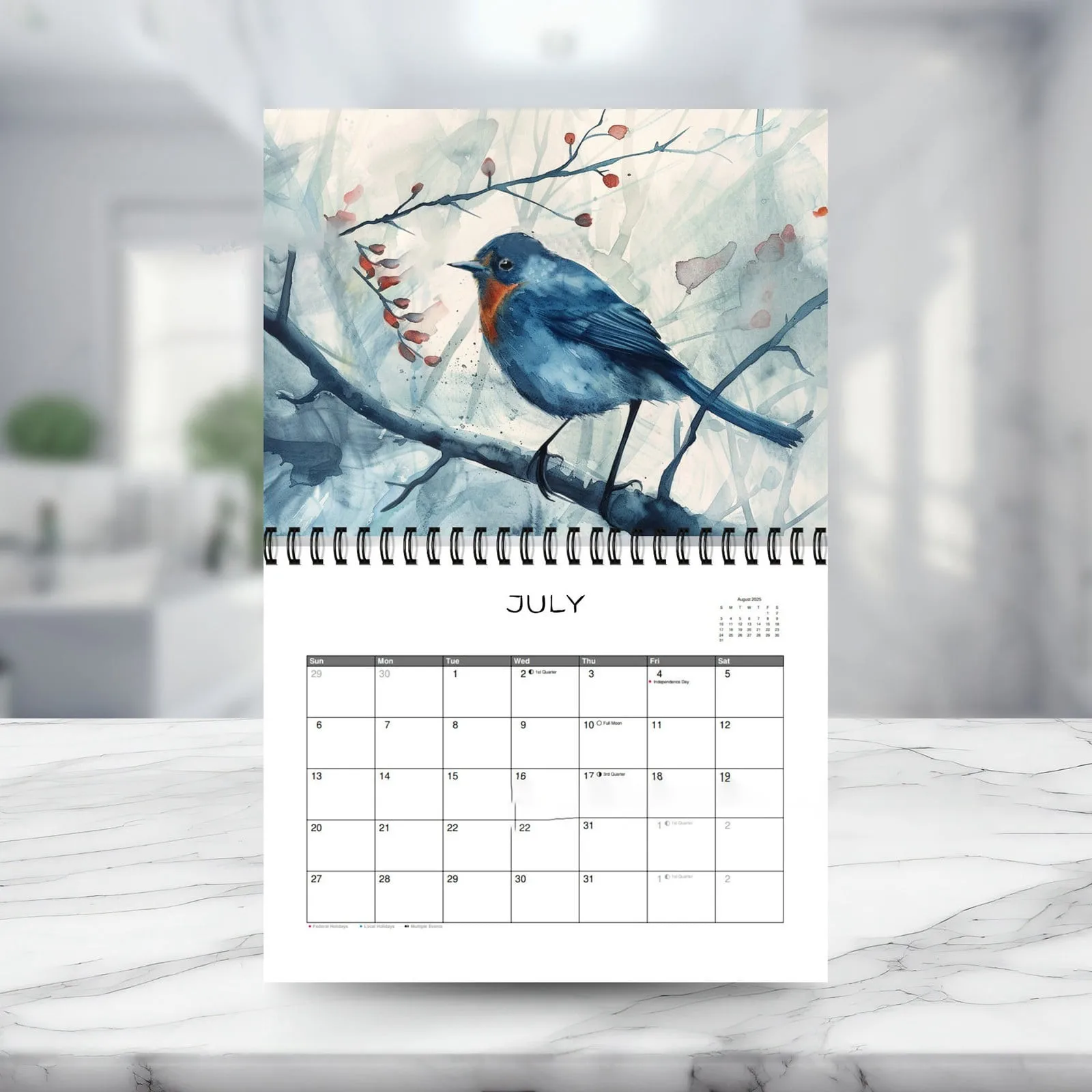 Calendars 2025 Seasons Monthly Wall Calendar, Bird Cute Calendar Funny Calendar Hanging, New Year's Wall Decoration 11x8.46 inch