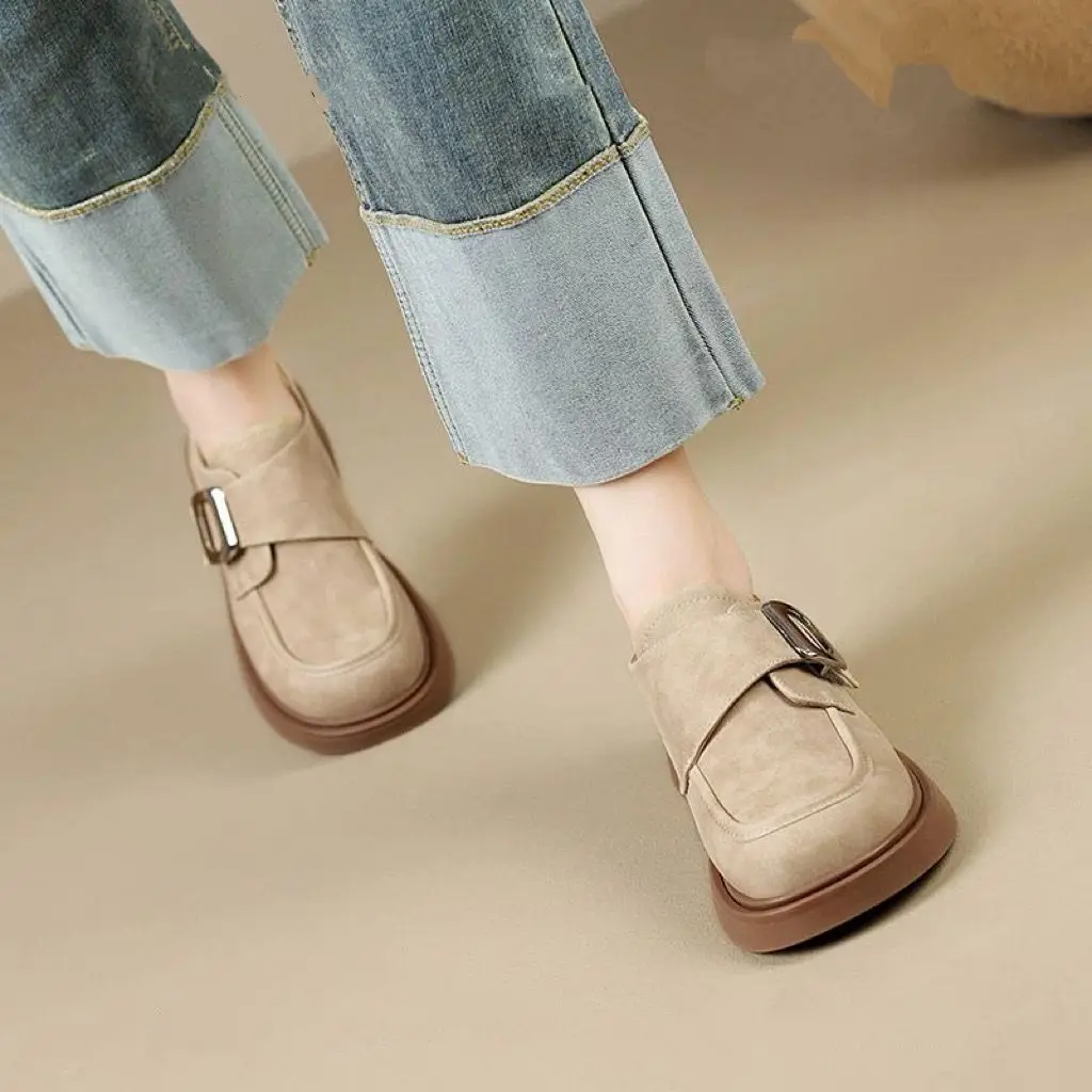 

Women's Easy Slip-On Loafer Shoes 2026 Latest with Platform Thick Sole Soft Comfort British Style Durable Leather Footwear