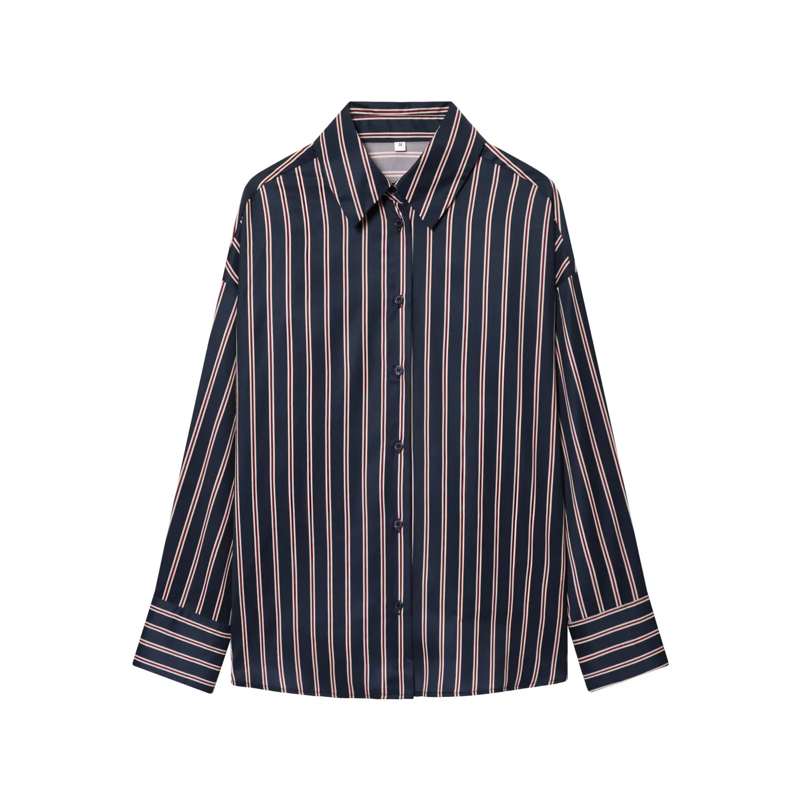 

Женская летняя новинка 2026: Модная повседневная рубашка с воротником, длинным рукавом и полосками, шикарная ретро-блузка-кардиган для женщин