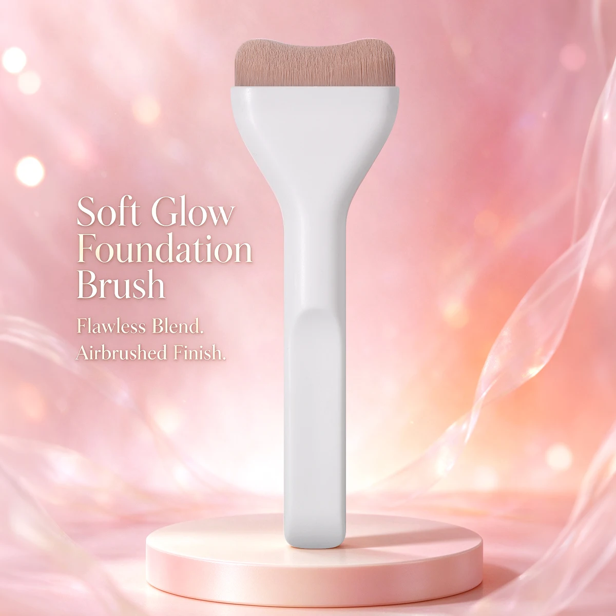 1PCS Foundation Brush,Curved Wave Head Makeup Tool for Liquid & Cream Foundation, Flawless Airbrushed Base Makeup