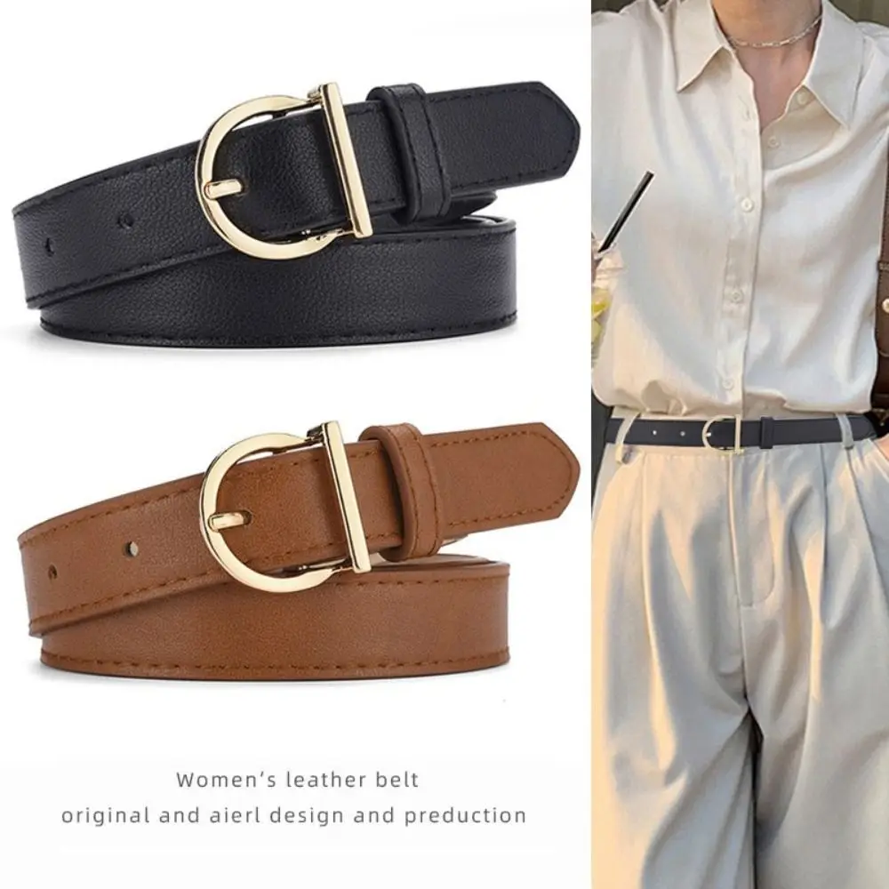 

Retro Women's PU Leather Belt Versatile Fashion Pin Buckle Thin Belt Trendy Waistband