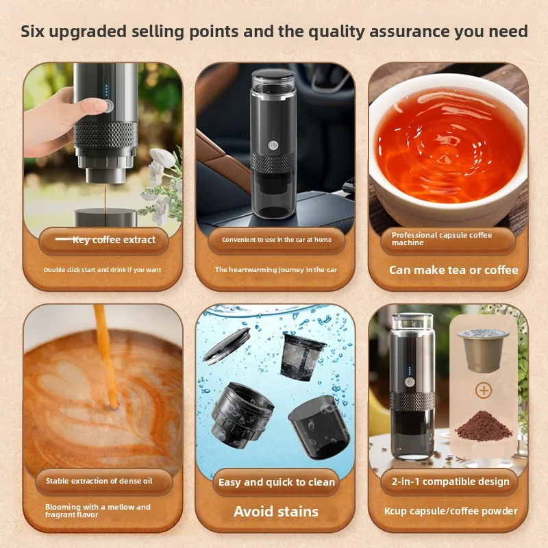 Wireless Electric American KCUP Capsule Coffee Machine Car Home Portable Coffee Machine Outdoor Coffee Cup